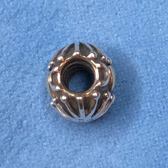 Authentic Pandora two tone Hatched heart Charm / EUC / s925 ALE / 790430 / RARE - Picture 6 of 7